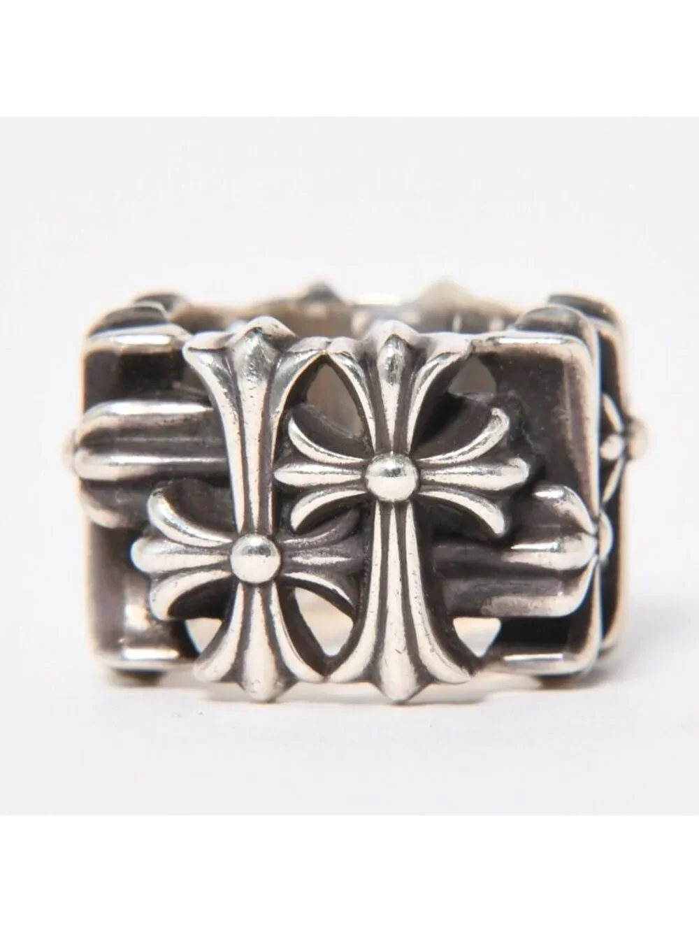 Chrome Hearts Cemetery Square Ring CH Cross 925 Sterling Silver